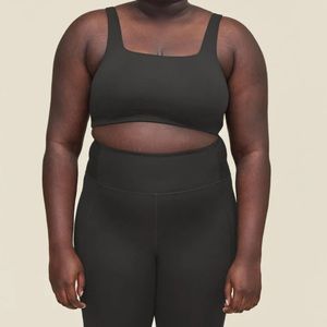 Girlfriend Collective Tommy Crop Bra - BLACK - M LIKE NEW